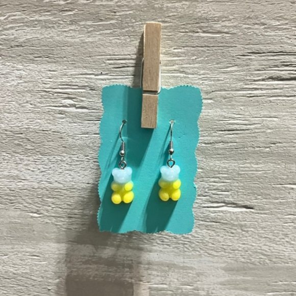 Jewelry - New Blue & Yellow Gummy Bear Hanging Earrings